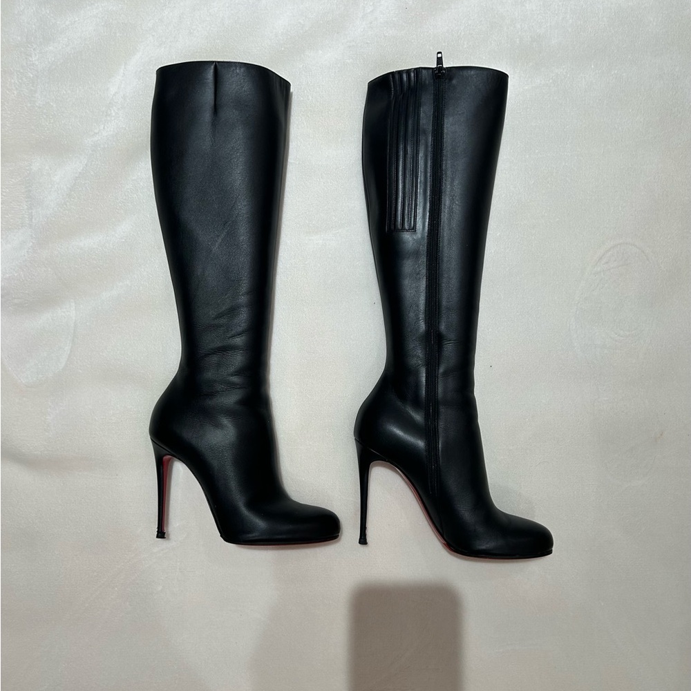 Christian Louboutin Fifi Botta 100 king Calf Black Leather Heeled Boots - Picture 2 of 16